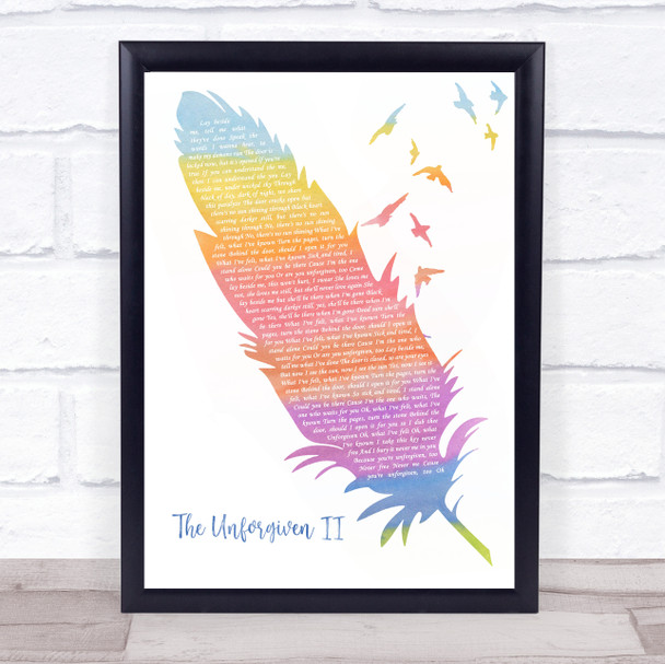 Metallica The Unforgiven II Watercolour Feather & Birds Song Lyric Print