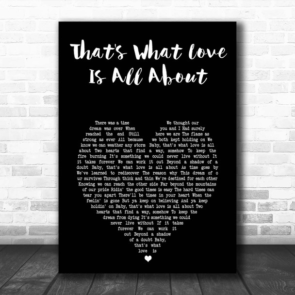 Michael Bolton That's What Love Is All About Black Heart Song Lyric Print