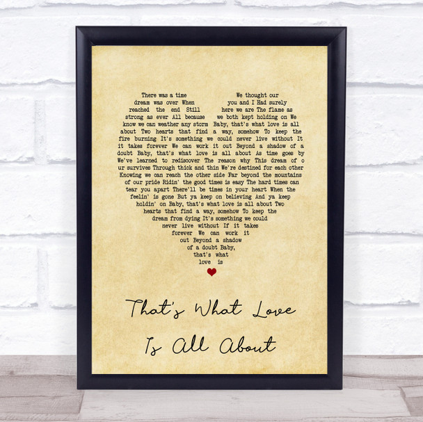 Michael Bolton That's What Love Is All About Vintage Heart Song Lyric Print