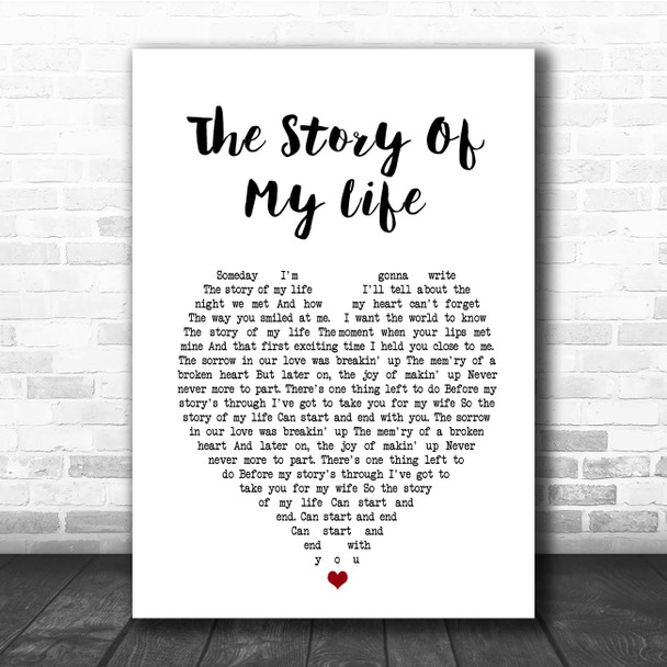 Michael Holliday The Story Of My Life White Heart Song Lyric Print