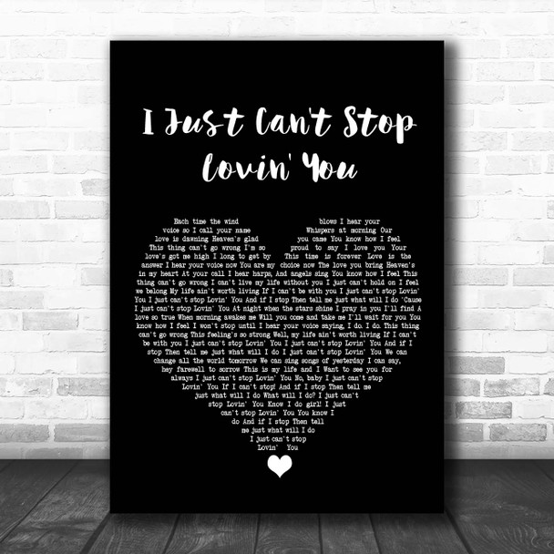 Michael Jackson I Just Can't Stop Lovin' You Black Heart Song Lyric Print