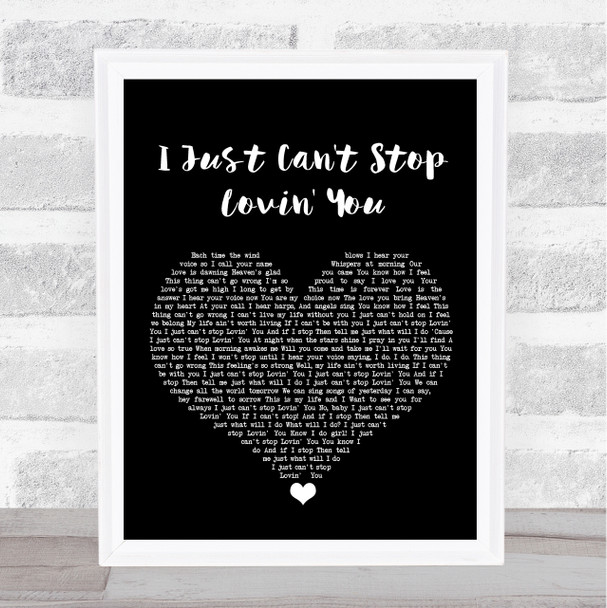 Michael Jackson I Just Can't Stop Lovin' You Black Heart Song Lyric Print