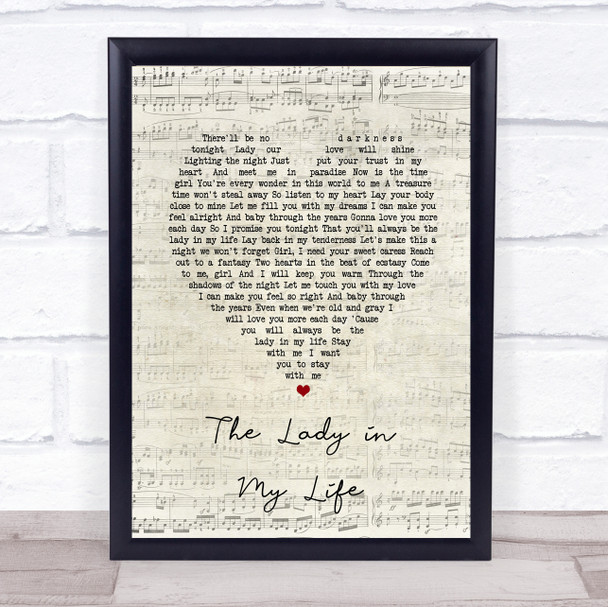 Michael Jackson The Lady in My Life Script Heart Song Lyric Print