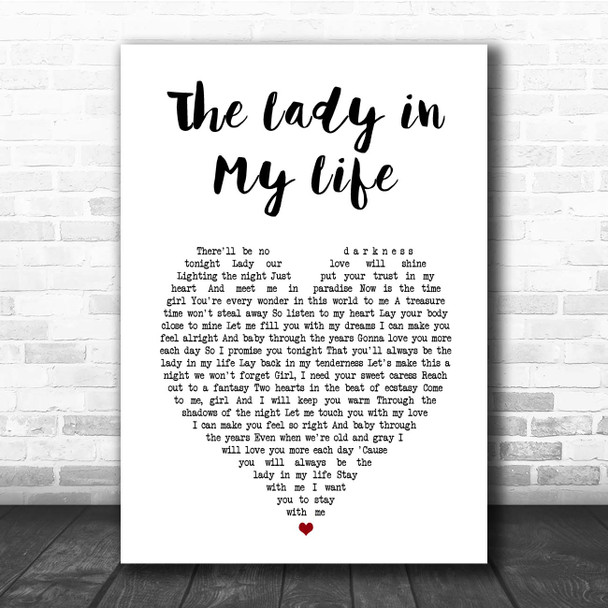 Michael Jackson The Lady in My Life White Heart Song Lyric Print