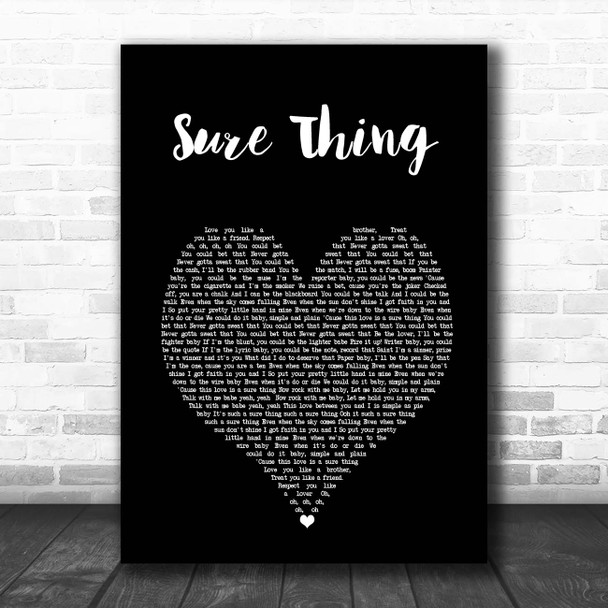 Miguel Sure Thing Black Heart Song Lyric Print