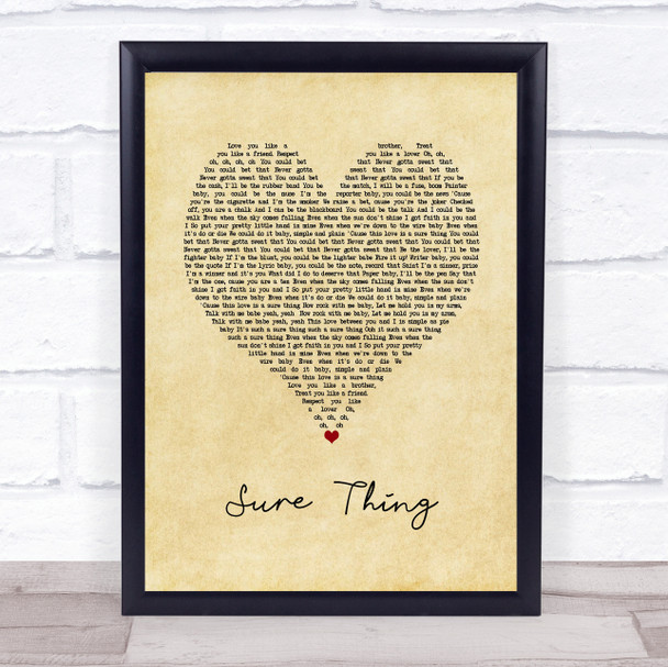 Miguel Sure Thing Vintage Heart Song Lyric Print