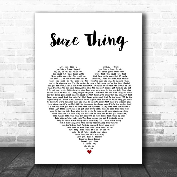 Miguel Sure Thing White Heart Song Lyric Print