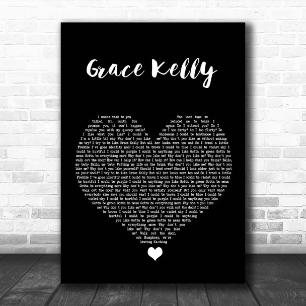 MIKA Grace Kelly Black Heart Song Lyric Print