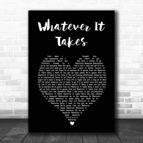 Milow Whatever It Takes Black Heart Song Lyric Print