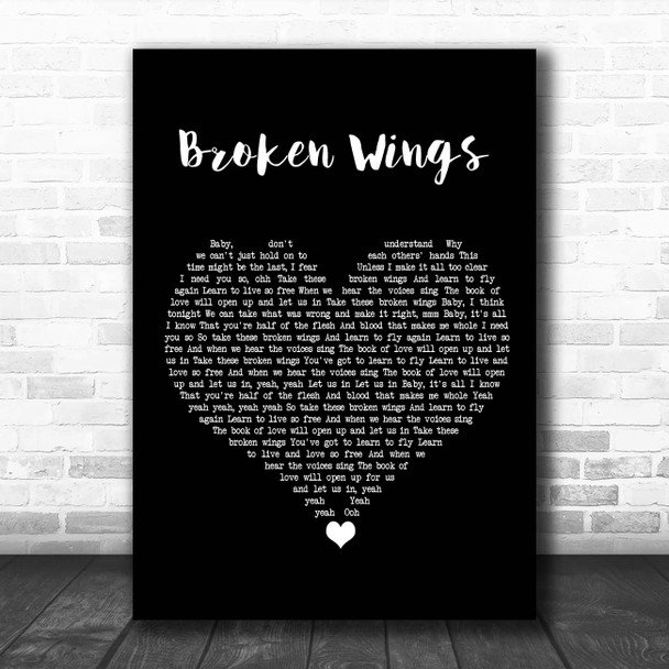 Mr. Mister Broken Wings Black Heart Song Lyric Print