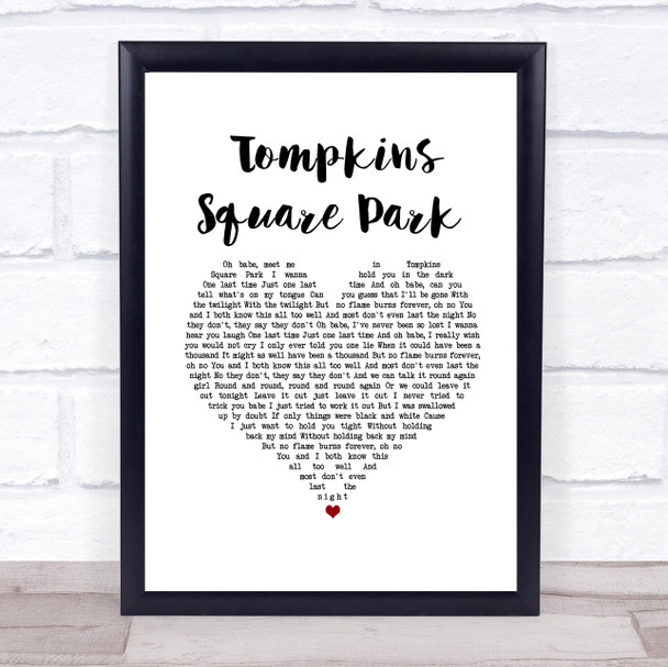 Mumford & Sons Tompkins Square Park White Heart Song Lyric Print