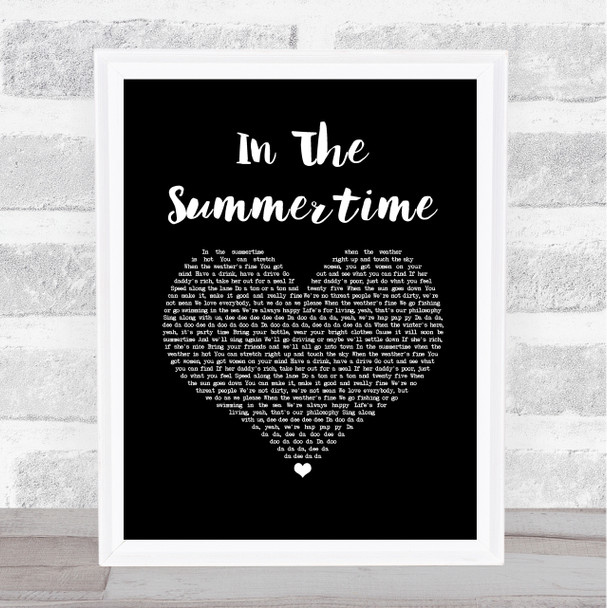 Mungo Jerry In The Summertime Black Heart Song Lyric Print