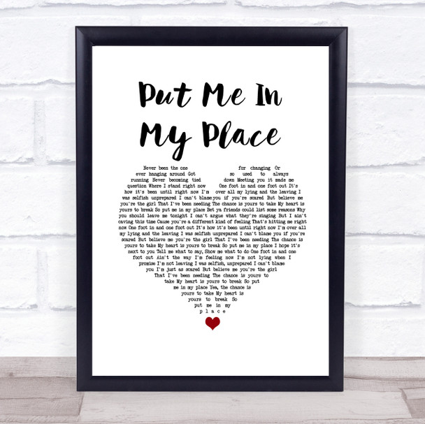 Muscadine Bloodline Put Me In My Place White Heart Song Lyric Print