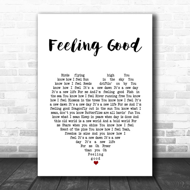 Muse Feeling Good White Heart Song Lyric Print