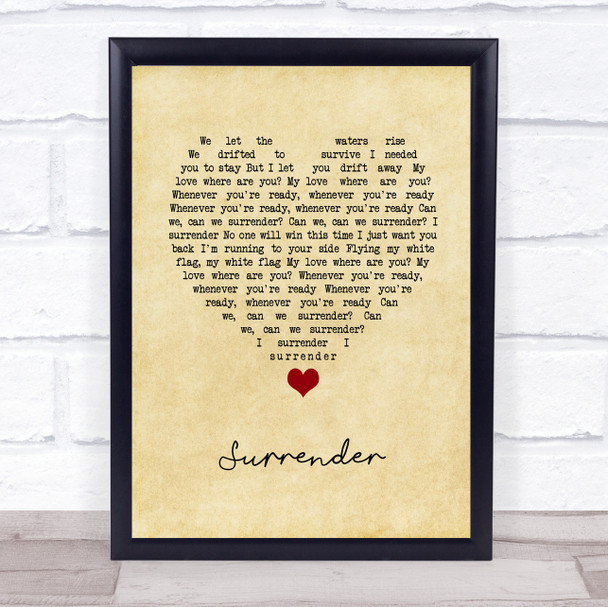 Natalie Taylor Surrender Vintage Heart Song Lyric Print