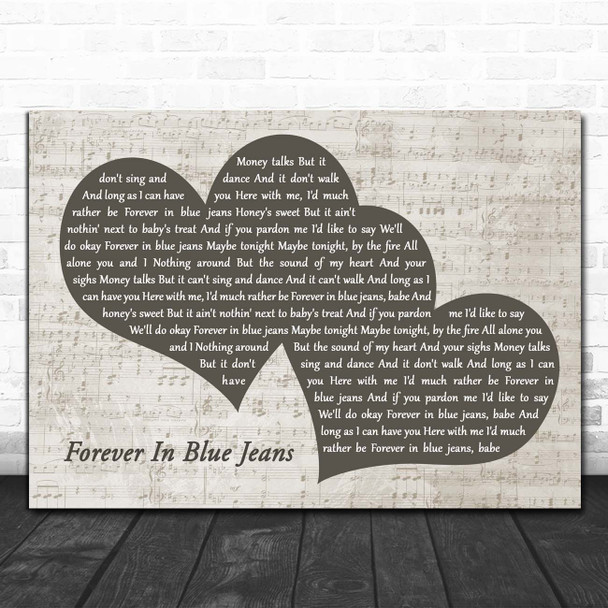 Neil Diamond Forever In Blue Jeans Landscape Music Script Two Hearts Song Lyric Print