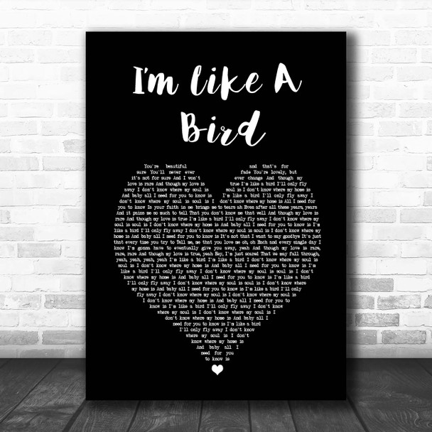 Nelly Furtado Im Like a Bird Black Heart Song Lyric Print