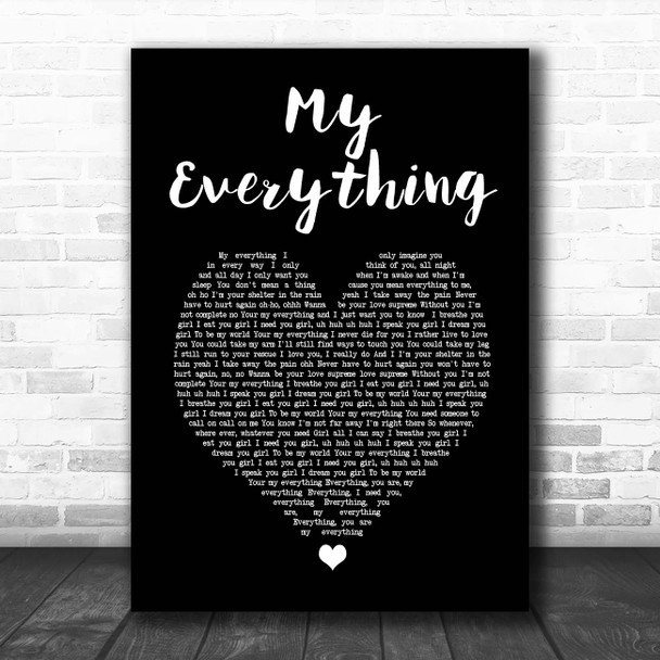 Next My Everything Black Heart Song Lyric Print