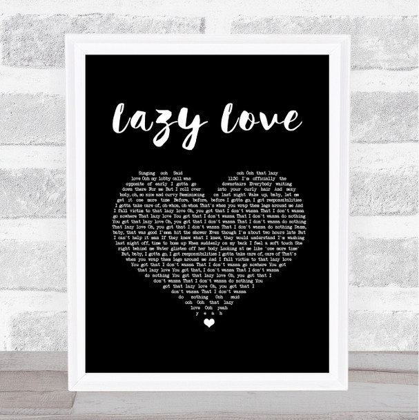 Ne-Yo Lazy Love Black Heart Song Lyric Print