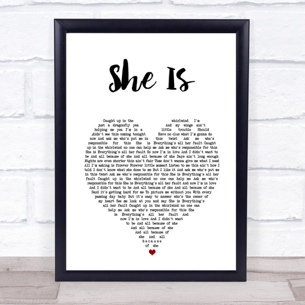 Ne-Yo She Is White Heart Song Lyric Print