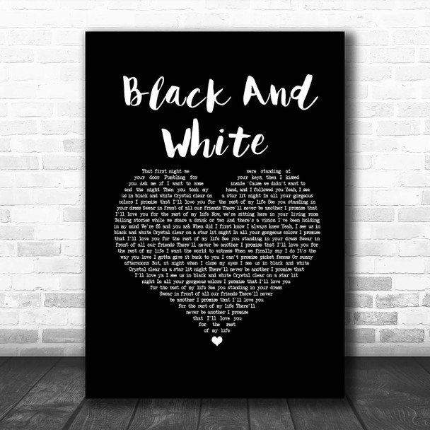 Niall Horan Black And White Black Heart Song Lyric Print