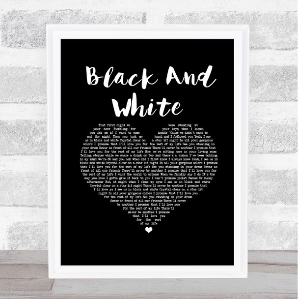 Niall Horan Black And White Black Heart Song Lyric Print