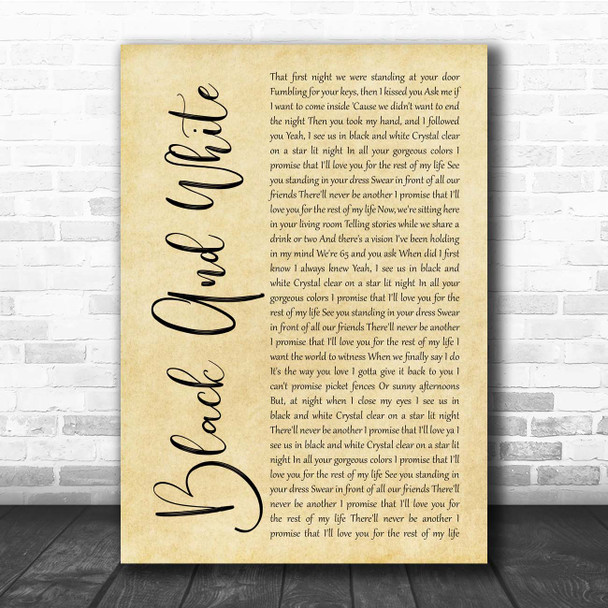 Niall Horan Black And White Rustic Script Song Lyric Print