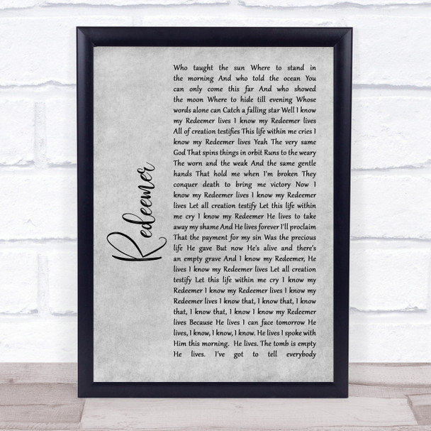 Nicole C Mullen Redeemer Grey Rustic Script Song Lyric Print