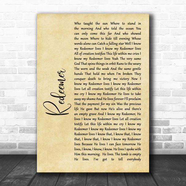 Nicole C Mullen Redeemer Rustic Script Song Lyric Print