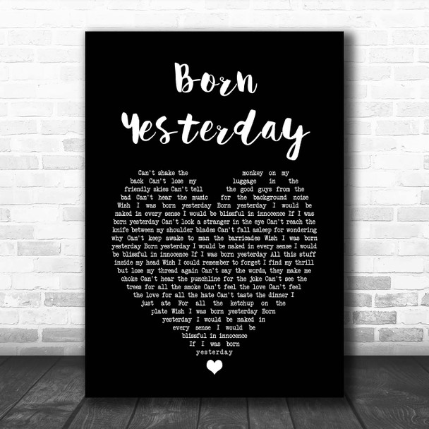 Nik Kershaw Born Yesterday Black Heart Song Lyric Print