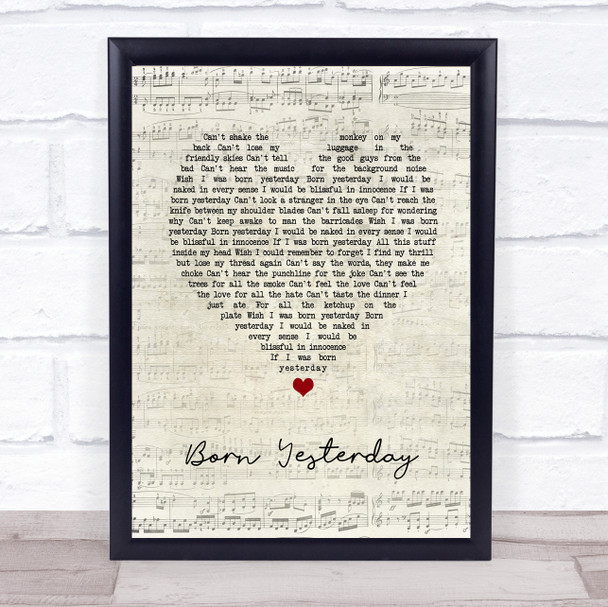 Nik Kershaw Born Yesterday Script Heart Song Lyric Print