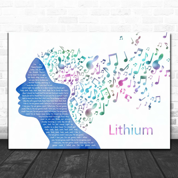 Nirvana Lithium Colourful Music Note Hair Song Lyric Print