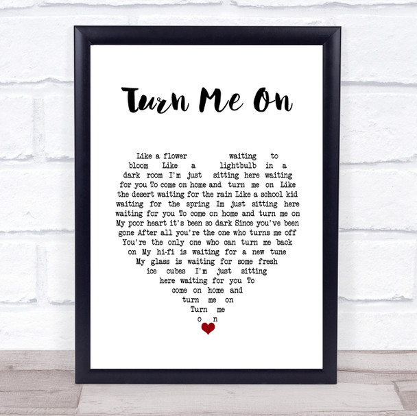 Norah Jones Turn Me On White Heart Song Lyric Print