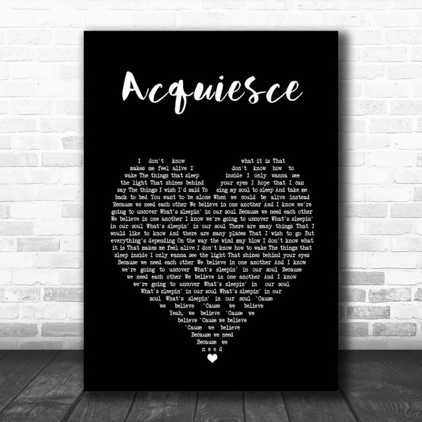 Oasis Acquiesce Black Heart Song Lyric Print