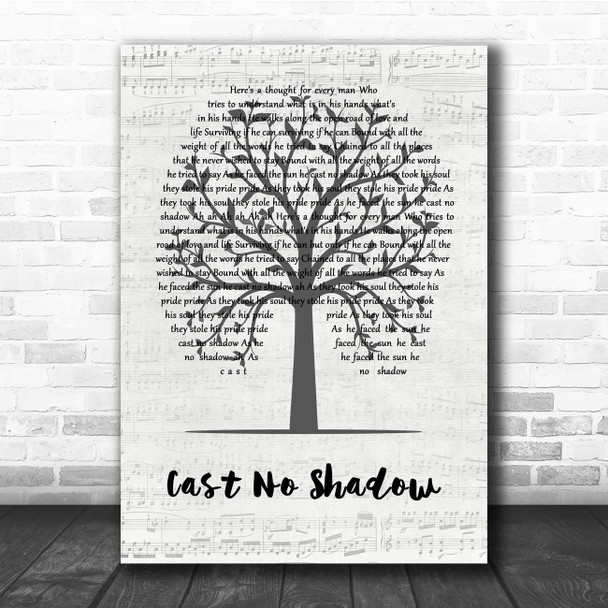 Oasis Cast No Shadow Music Script Tree Song Lyric Print