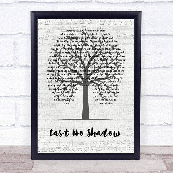 Oasis Cast No Shadow Music Script Tree Song Lyric Print