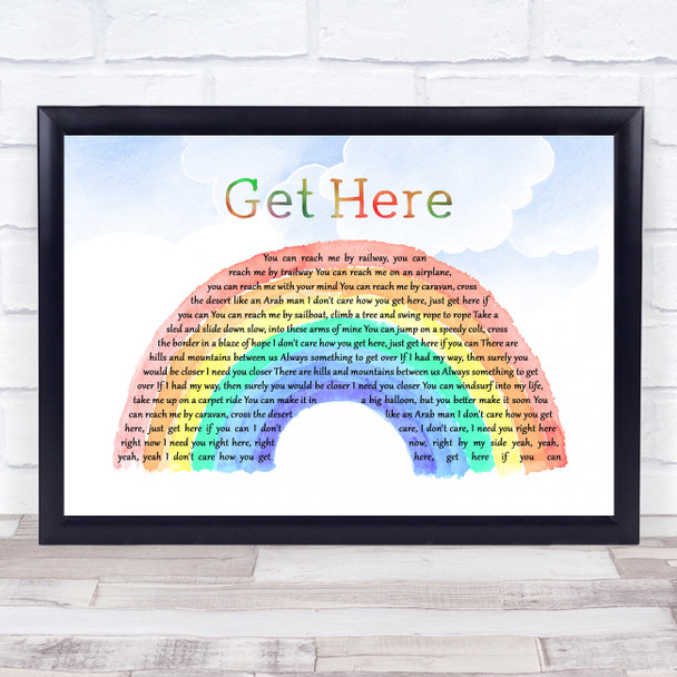 Oleta Adams Get Here Watercolour Rainbow & Clouds Song Lyric Print