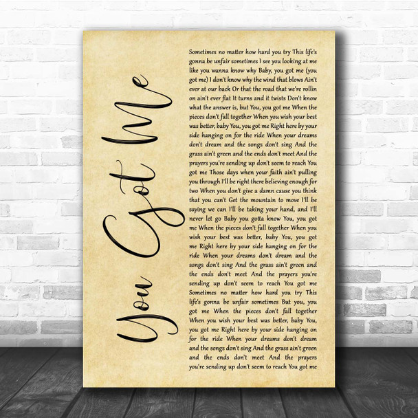 Olivia Lane You Got Me Rustic Script Song Lyric Print