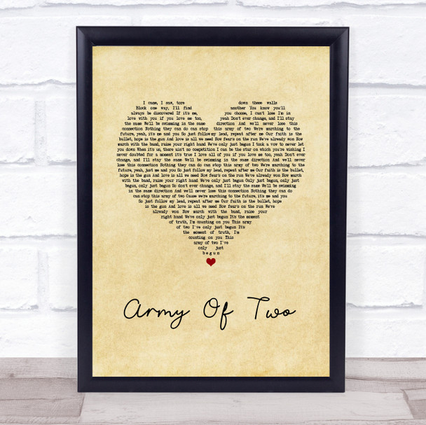 Olly Murs Army Of Two Vintage Heart Song Lyric Print