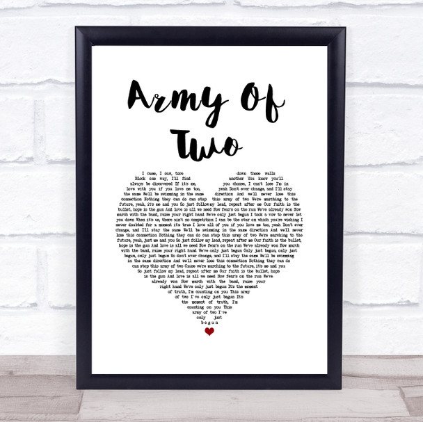 Olly Murs Army Of Two White Heart Song Lyric Print