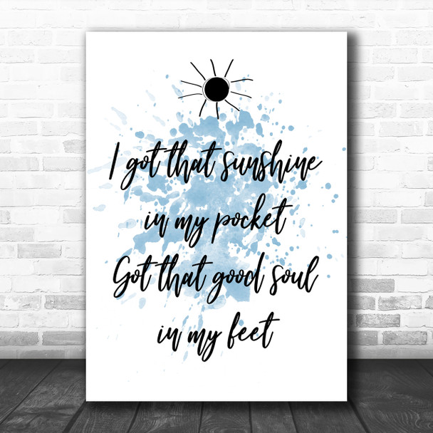 Blue Can't Stop The Feeling Justin Timberlake Song Lyric Music Wall Art Print