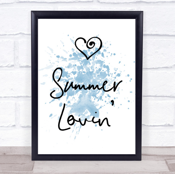 Blue Grease Summer Lovin' Song Lyric Music Wall Art Print
