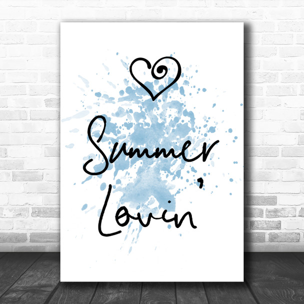 Blue Grease Summer Lovin' Song Lyric Music Wall Art Print