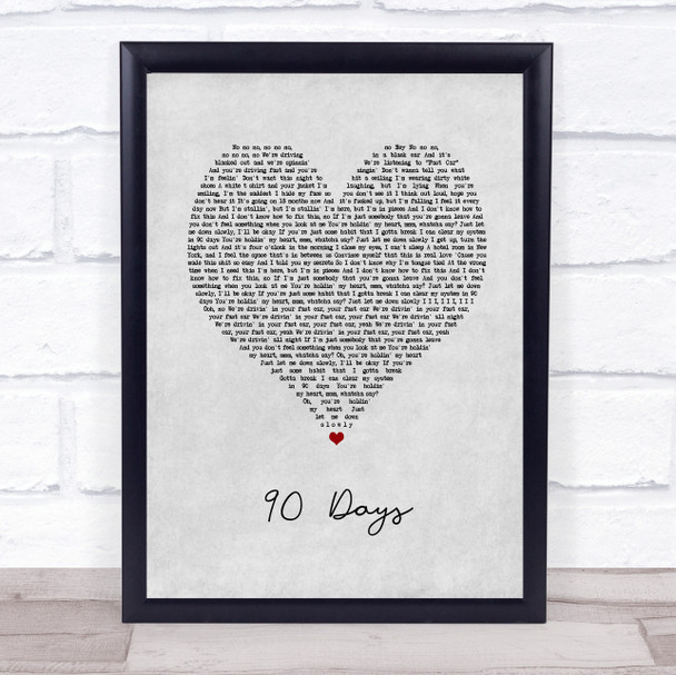 P!nk 90 Days Grey Heart Song Lyric Print