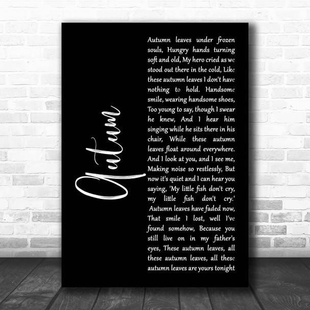 Paolo Nutini Autum Black Script Song Lyric Print Paolo Nutini Autum Black Script Song Lyric Print