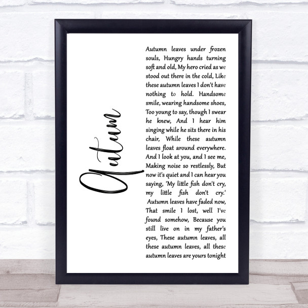 Paolo Nutini Autum White Script Song Lyric Print