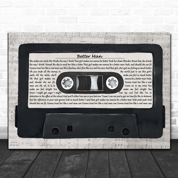 Paolo Nutini Better Man Music Script Cassette Tape Song Lyric Print