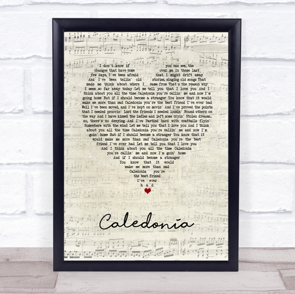 Paolo Nutini Caledonia Script Heart Song Lyric Print