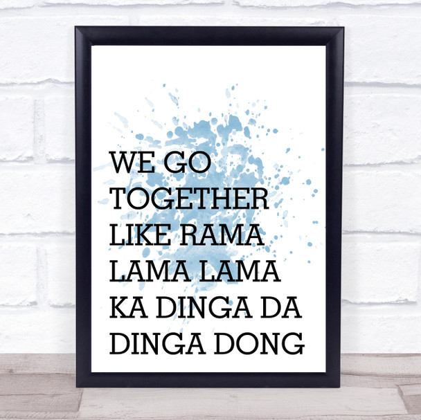 Blue Grease We Go Together Song Lyric Music Wall Art Print
