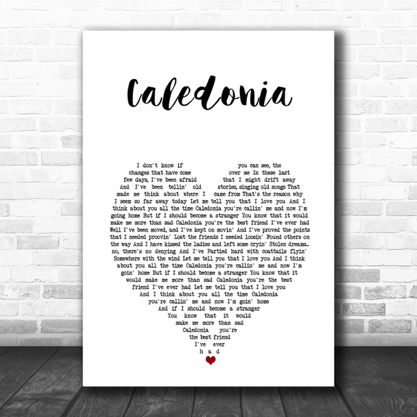 Paolo Nutini Caledonia White Heart Song Lyric Print